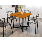Mesa De Jantar 80x80 4 Lugares Valence Industrial Pés Em Aço Compacta