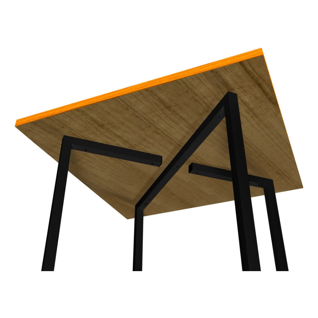 Mesa De Jantar 80x80 4 Lugares Valence Industrial Pés Em Aço Compacta