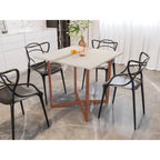 Mesa De Jantar 80x80 4 Lugares Valence Industrial Pés Em Aço Compacta