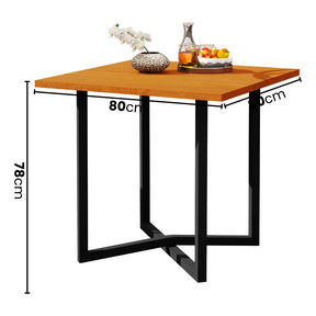 Mesa De Jantar 80x80 4 Lugares Valence Industrial Pés Em Aço Compacta
