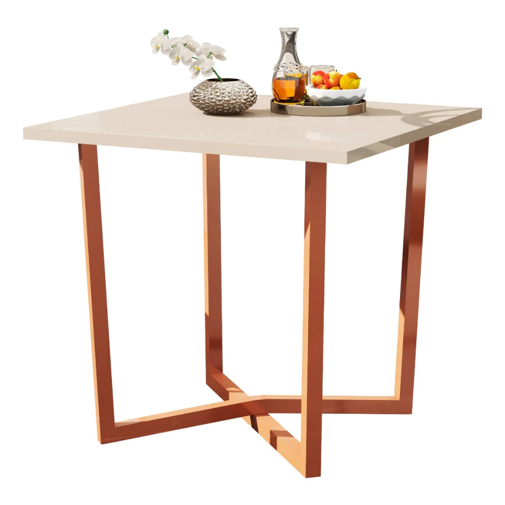 Mesa De Jantar 80x80 4 Lugares Valence Industrial Pés Em Aço Compacta