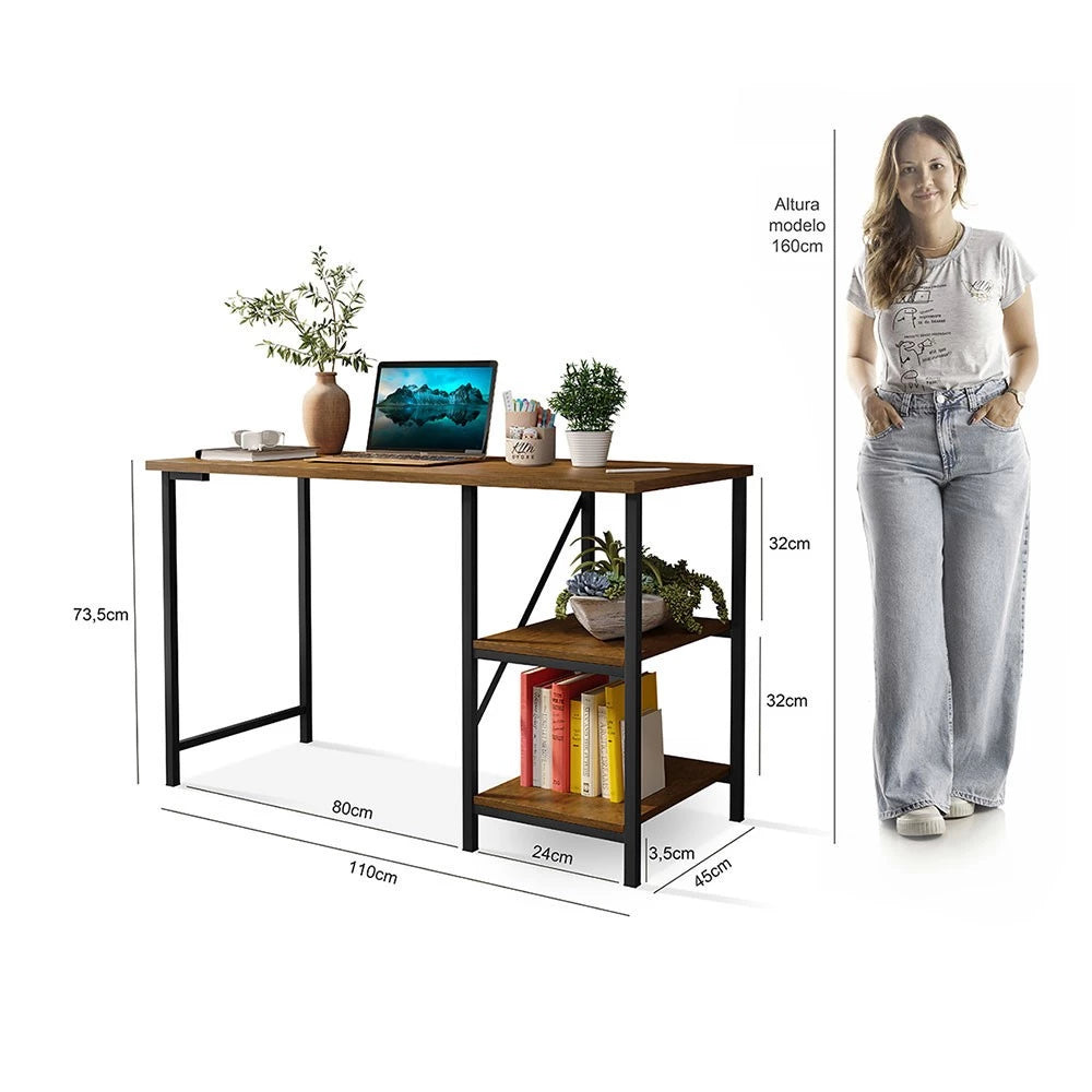 Escrivaninha Mesa Office Estudo Estilo Industrial 110cm