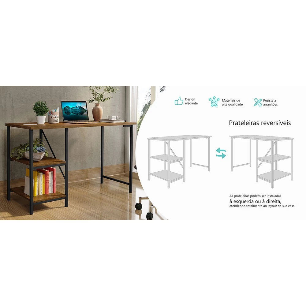 Escrivaninha Mesa Office Estudo Estilo Industrial 110cm