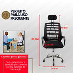 Cadeira De Escritório Giratória Cor Preto Estofado Mesh Com Apoio Encosto Para Cabeça