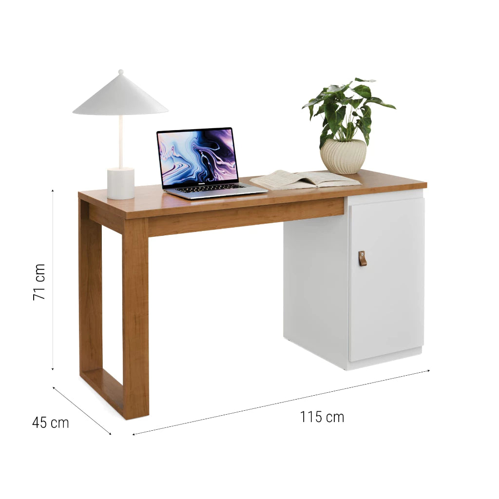 Escrivaninha Star Paris MDF Amadeirada com Porta Para Home Office ou Estudo Moderna e Funcional