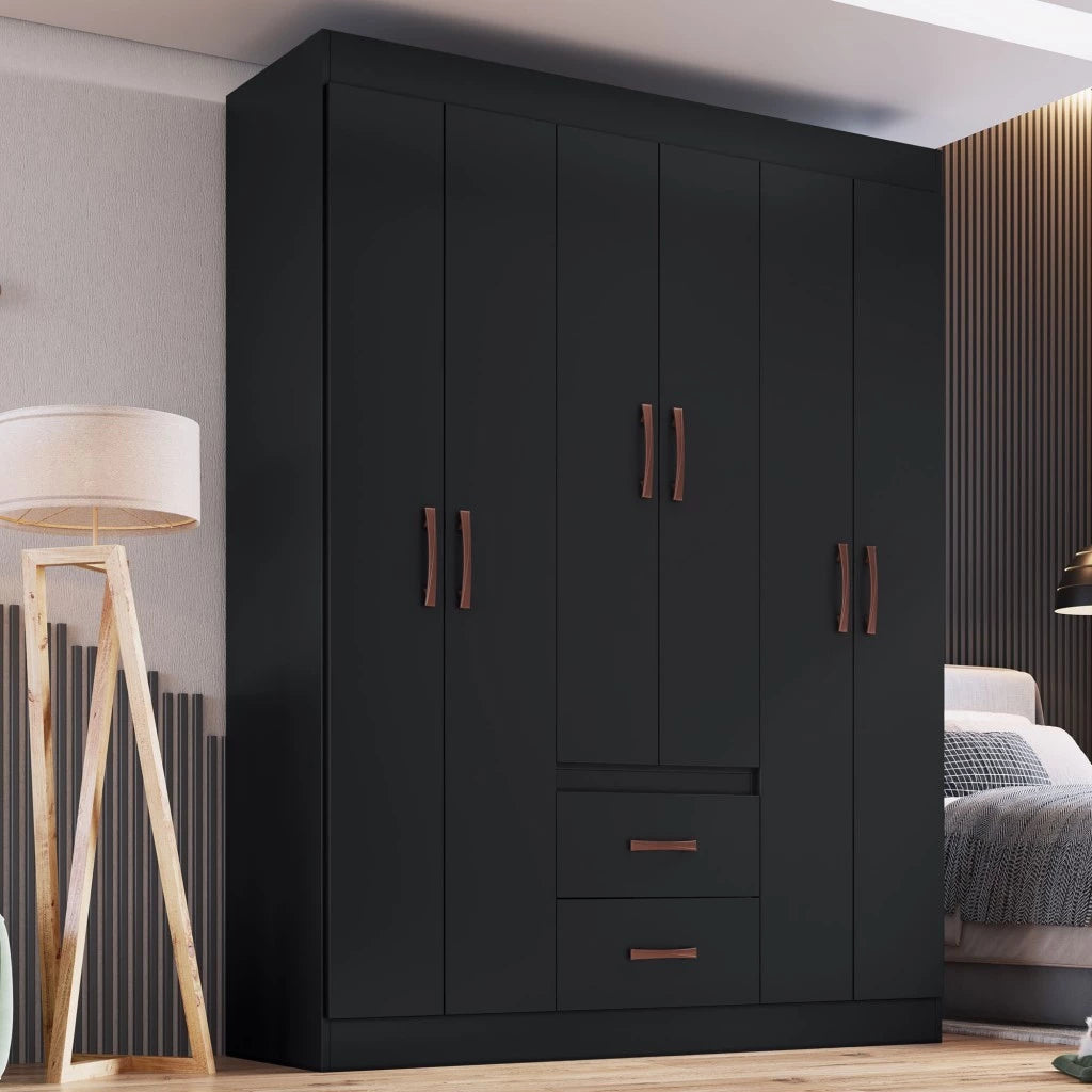 Guarda-Roupa de Solteiro Montevideu 6 Portas 2 Gavetas