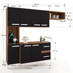 Cozinha Compacta 7 Portas 2 Gavetas Suspensa Armário e Balcão Jéssica