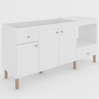 Armário de Cozinha Compacta para Pia 3 Portas 2 Gavetas Espaço para Forno e Cooktop Itália Branco