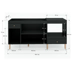 Armário de Cozinha Compacta para Pia 3 Portas 2 Gavetas Espaço para Forno e Cooktop Itália Preto