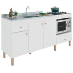 Armário de Cozinha Compacta para Pia 3 Portas 2 Gavetas Espaço para Forno e Cooktop Itália Branco