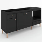 Armário de Cozinha Compacta para Pia 3 Portas 2 Gavetas Espaço para Forno e Cooktop Itália Preto