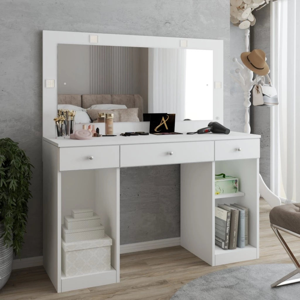 Penteadeira Camarim Margot 2 Portas 3 Gavetas Porta Jóias Branco
