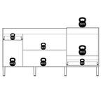 Armário de Cozinha Compacta para Pia 3 Portas 2 Gavetas Espaço para Forno e Cooktop Itália Branco