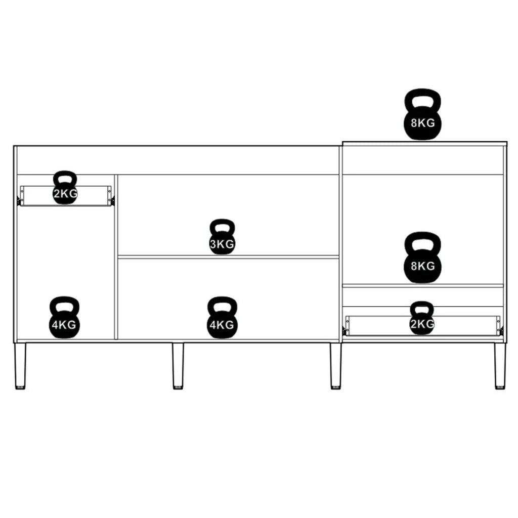Armário de Cozinha Compacta para Pia 3 Portas 2 Gavetas Espaço para Forno e Cooktop Itália Branco