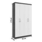 Guarda-Roupa Solteiro 4 Portas Lyon 8 Prateleiras