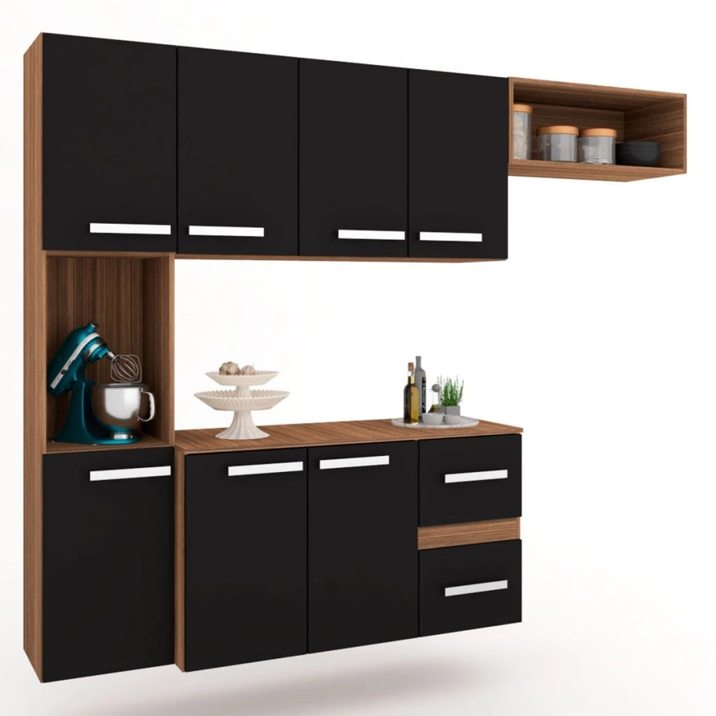 Cozinha Compacta 7 Portas 2 Gavetas Suspensa Armário e Balcão Jéssica