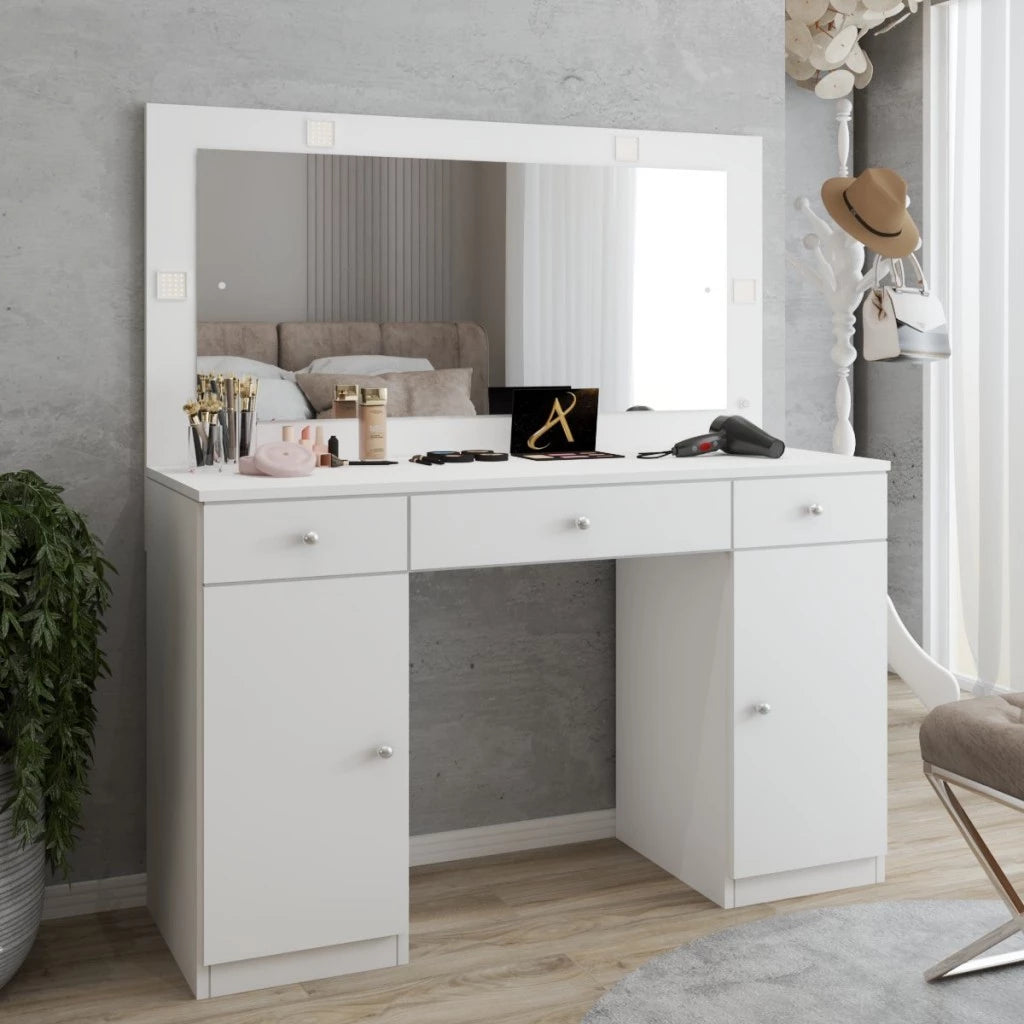 Penteadeira Camarim Margot 2 Portas 3 Gavetas Porta Jóias Branco
