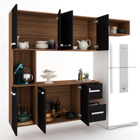 Cozinha Compacta 7 Portas 2 Gavetas Suspensa Armário e Balcão Jéssica