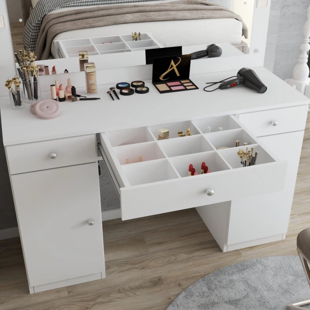 Penteadeira Camarim Margot 2 Portas 3 Gavetas Porta Jóias Branco