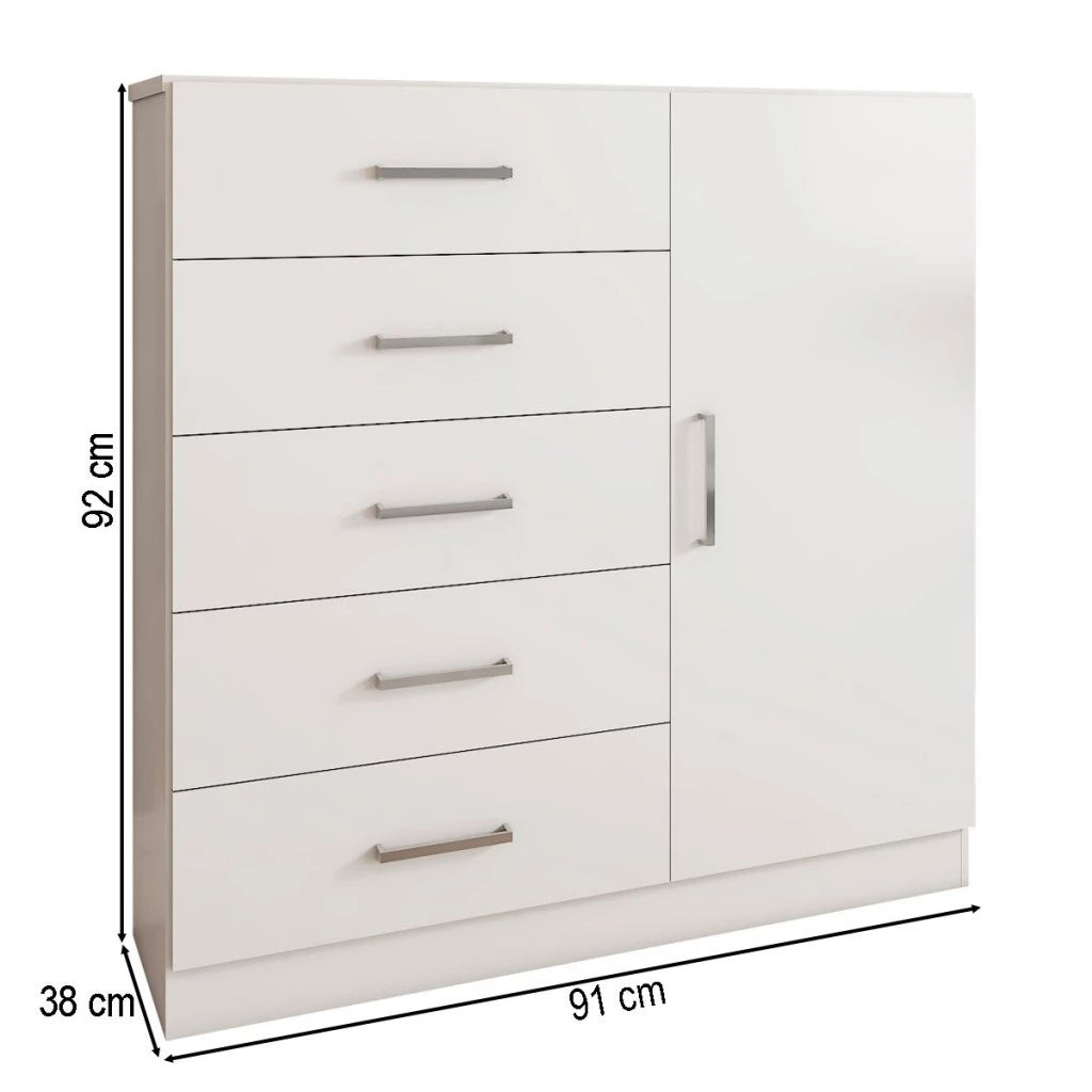 Cômoda Angra 5 Gavetas 1 Porta