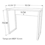 Mesa Escrivaninha MDF Preta Industrial 90 CM Moderna Home Office Quarto Estudo Computador Notebook